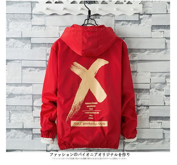 

red x jacket men spring autumn men windbreaker hooded jacket male casual print mens coats bombers homme outerwear fashion, Black;brown