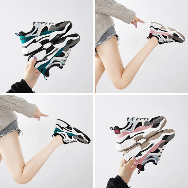 

fashion non brand women running sport shoes 2020 new arrival black green pink grey non brand sneakers size 35-40, White;red