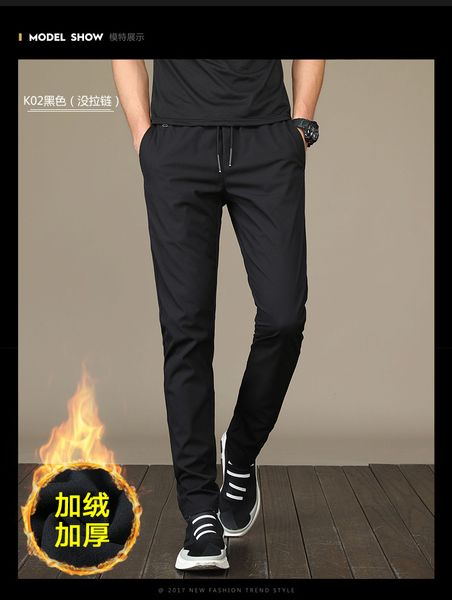 

selling 2019 winter men thick casual pants elastic waist cotton pants men with pockets black j9531-99055-g