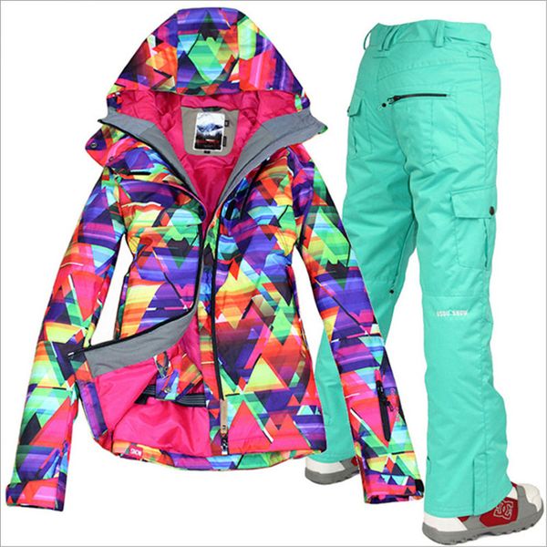 

brand ski suit women ski jacket pants waterproof snowboard sets mountain skiing suit winter outdoor sports clothing