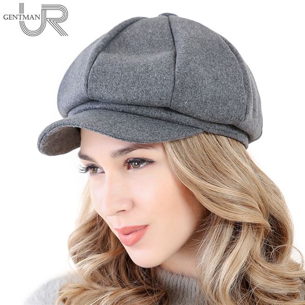 

women fashion warm beret hat female casual woolen material hat cap autumn and winter, Blue;gray