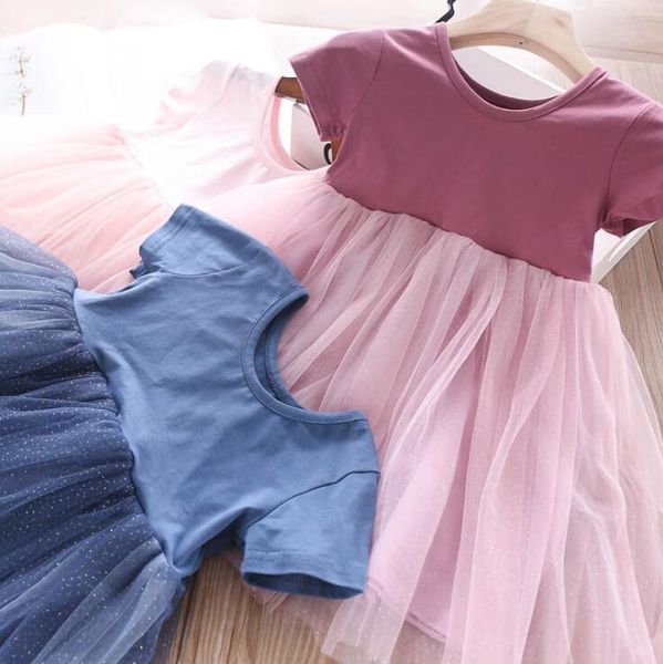

2020 new girls princess dress summer cotton mesh fashion girls dresses 2-7 years ho602, Red;yellow