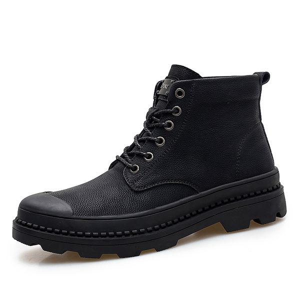 

winter boots fashion safety boots steel toe mid-plate anti-slip anti-smashing wilderness survival work men %1218, Black
