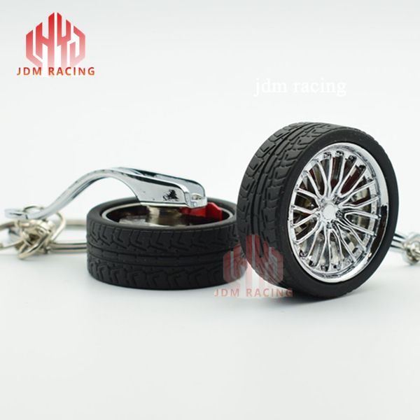 

auto parts model rubber wheel tyre tire keychain key chain ring keyring with brake creative gift for friends and car lovers