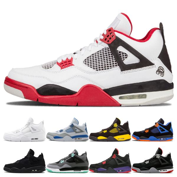 

Best Quality Mens Basketball Shoes 4 4s Fire Red Black Cat White Cement CAVS Designer Thunder Green Glow Pure Money Sneakers Sport Shoes