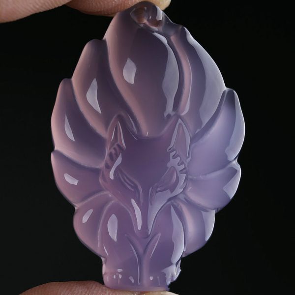 

natural purple jade emperor sui nine-tailed fox hang jacinth fox pendant fate preventable peach blossom protect peaceful, Silver