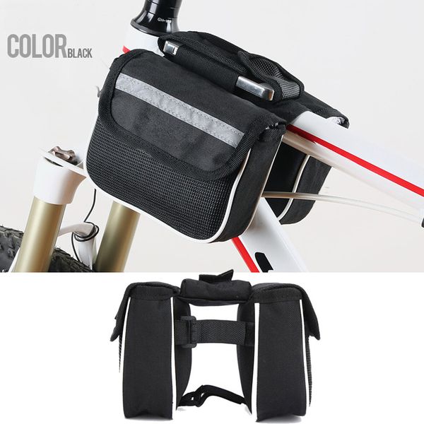 

3 in 1 bicycle bag bike cycling front frame tube handlebar pannier double pouch phone bag