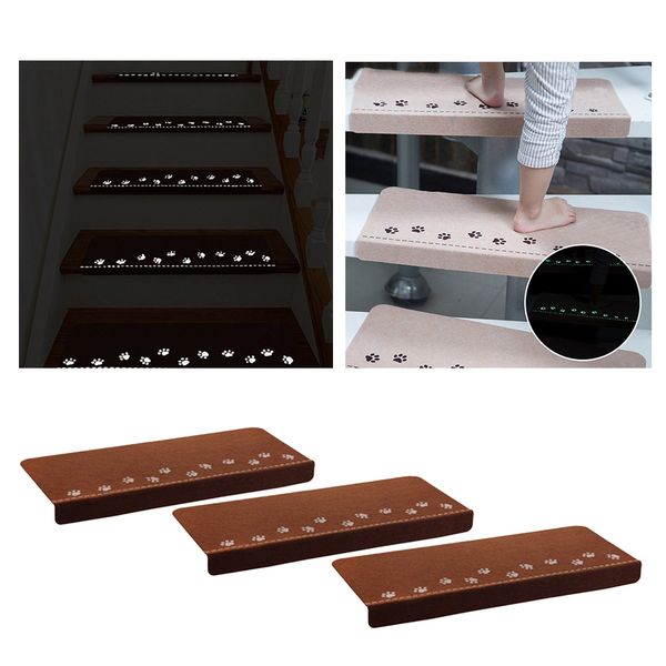 

3pcs luminous noiseproof stair tread mat anti-slip stair floor carpet coffee