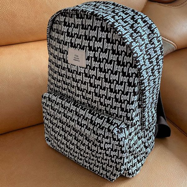 

Mens Роскошная Рюкзак Сумки FOG Страх Божий Основы Graphic рюкзак Новая мода рюкзаке