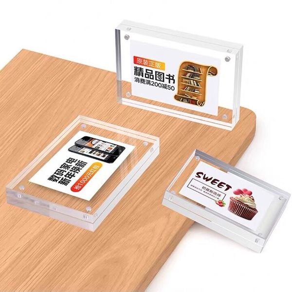 

100 * 70мм двухсторонняя акриловая меню вход фоторамка вертикально стол стол poster держатель стойки дисплея