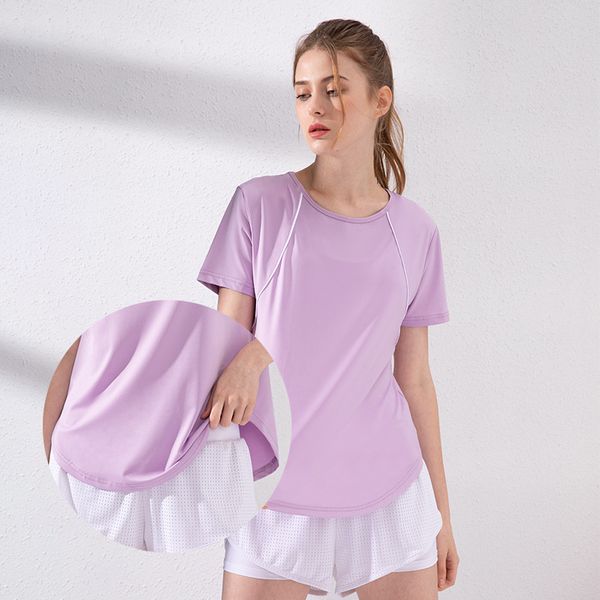 

sports shirts women quick-dry yoga elastic loose short sleeve t-shirt gym workout running clothing sportswear yoga crop top, White;red