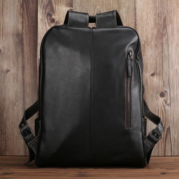 genuine leather backpack rucksack business travel totes organizer bag school bags cowhide computer interlayer knapsack lapbags