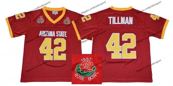 

1997 rose bowl arizona state sun devis (asu) pat tillman 42 college football jerseys vintage pat tillman maroon stitched shirts, Black