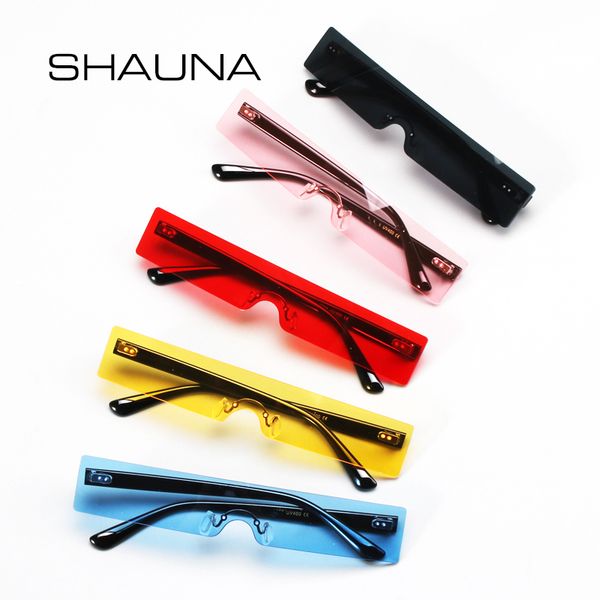 

shauna ins popular small rectangle sunglasses women fashion clear red rimless shades men uv400, White;black