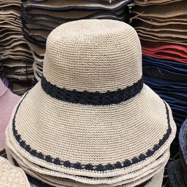 

casual plaited female warp knitted straw monochrome conical bowknot hat lafite straw hat female, Blue;gray