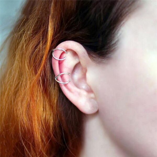 

cc pure silver 925 clip earrings for women cartilage ear trendy jewelry no piercing office clip on ear accessories cce522, Golden