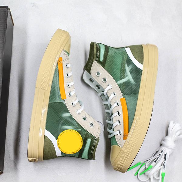 

off green x conver chucky taylor star 1970s skateboarding shoes mesh visible mens women high casual shoes size 36-44