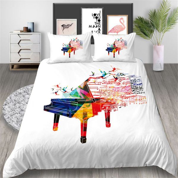 Piano Bedding Set Musical Notes Simple Artistic 3d Duvet Cover