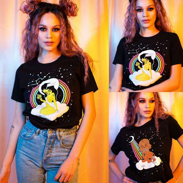 

fashion new women summer printed short sleeve t-shirt casual basic shirt tee, White