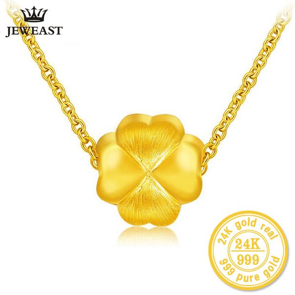 

ylzb 24k pure gold clover pendant female women charm girl gift charm real 999 fine good classic trendy 2019 new sale, Blue;slivery