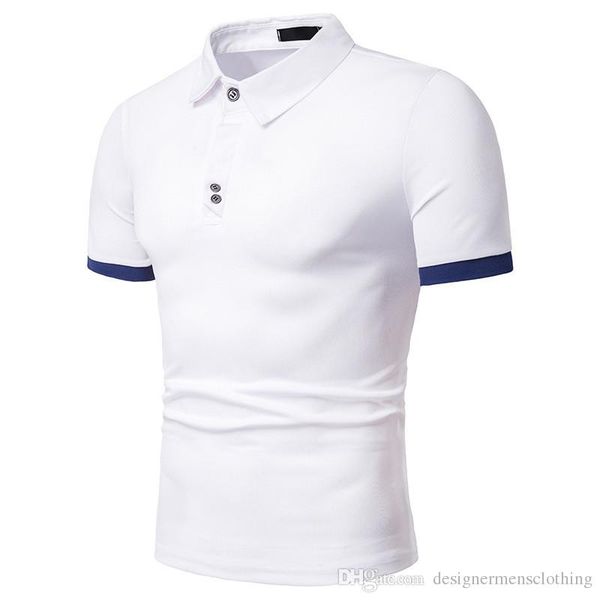 

mens solid color сыпучего отворот шея mens polos лето с коротким рукавом тройников нашивки лоскутной homme tops, White;black