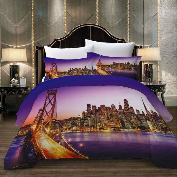 

wensd super soft three-piece set bedding set urban landmarks comfortable quilt sets pillow cover ropa de cama
