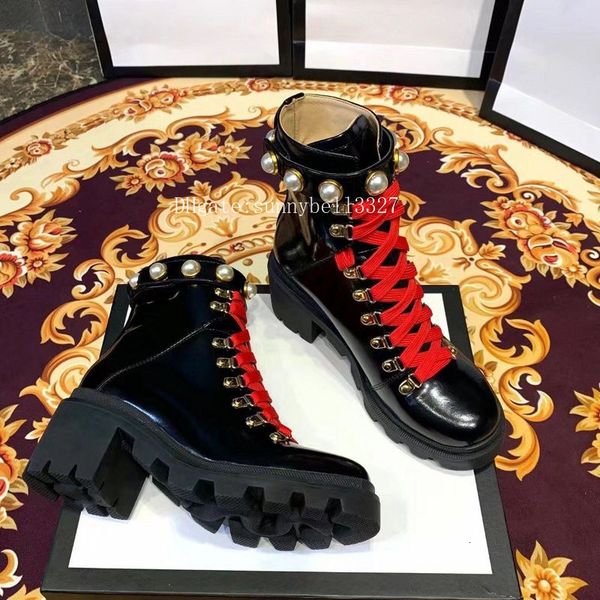 

2019 winter martin boots with box women's trip embroidered leather ankle boot with sylvie web booties for women shoes 0gg2s1, Black