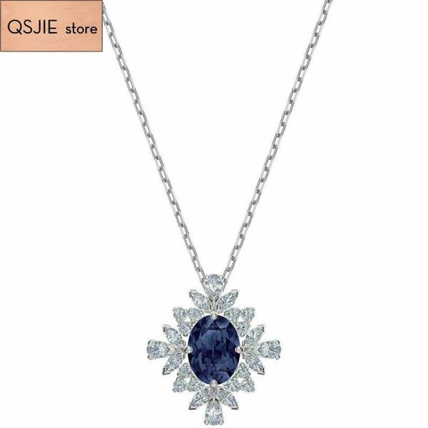 

swa vintage cool blue crystal fashion exquisite clavicle necklace, Silver