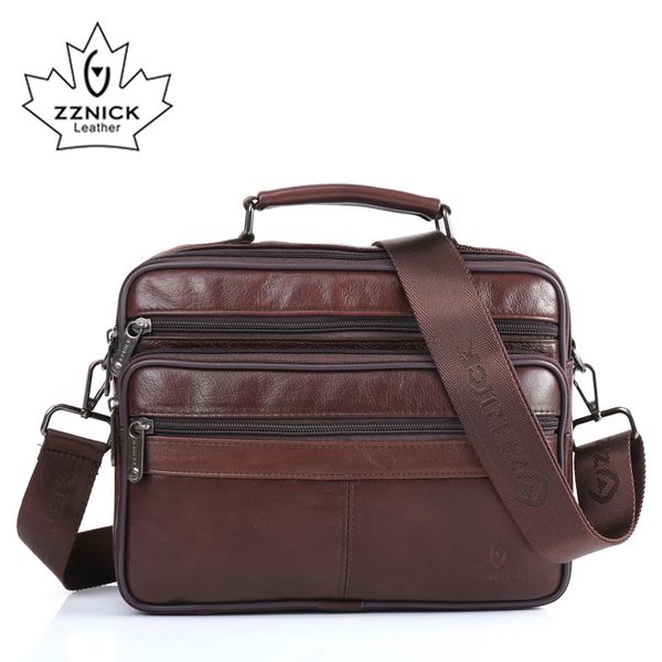 

zznick men messenger bags luxury genuine leather men bag designer shoulder bag casual zipper office bags for men y200111