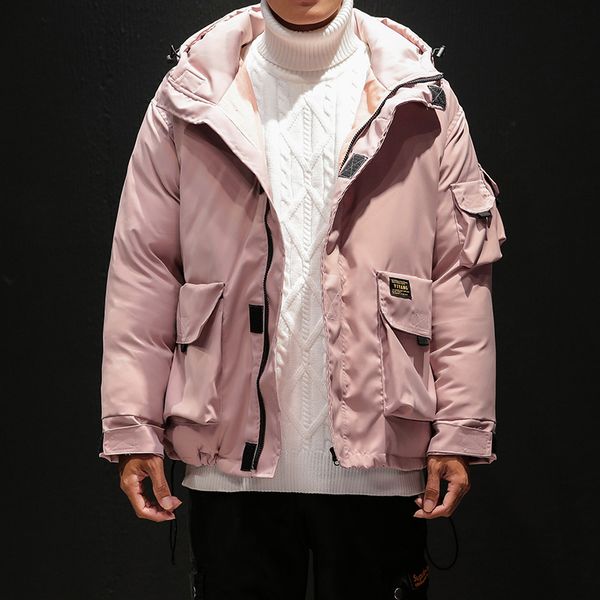 

men winter coats hooded down jackets good quality men loose casual warm parkas new fashion winter outwear warm jackets, Black