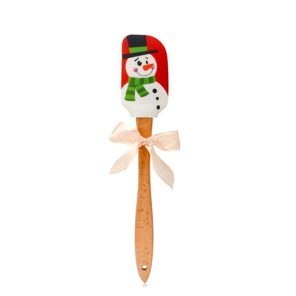 

silicone butter scraper wooden handle cake cream mixing christmas pattern kitchen js21