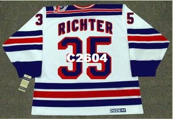 

mens #35 mike richter new york rangers 1994 ccm vintage retro home hockey jersey or custom any name or number retro jersey, Black;red