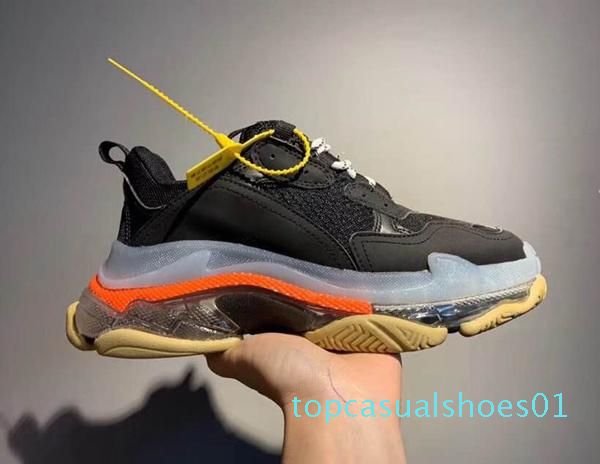 

2018 paris 17fw crystal bottom green luxury dad shoes platform triple s sneakers for mens women vintage kanye old grandpa trainer t01, Black