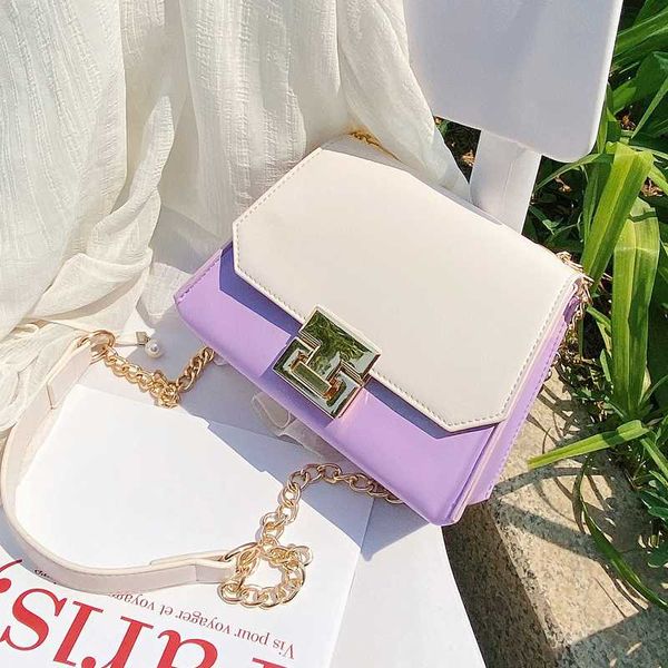 

pu texture contrast wallet women's 2020 new tide fashion shi tou wen shoulder bag wild chain travel bag