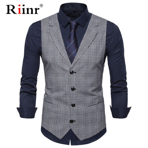 

seller man suit vest fashion slim fit thin grid plaid men waistcoat slim business jacket homme 2019 spring autumn, Black;white