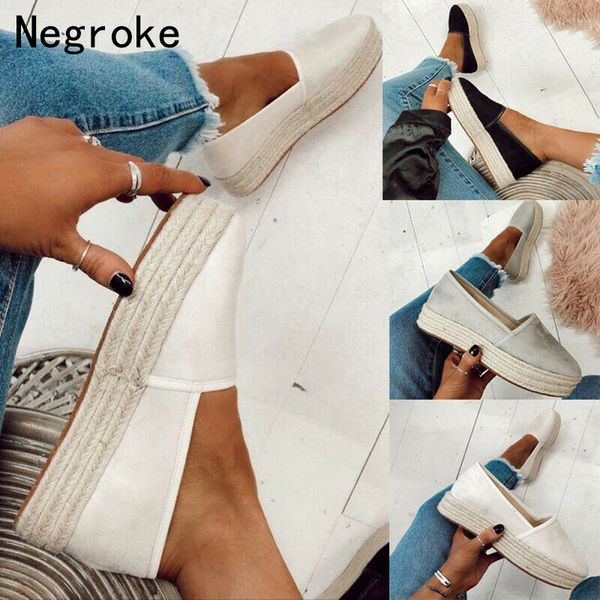 

women flats shoes platform espadrilles slip on flats suede ladies loafers moccasins casual shoes women creepers spring summer, Black