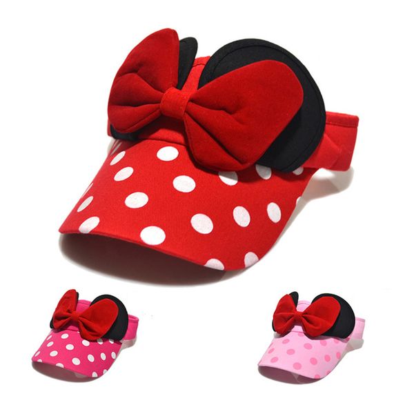 

children summer baseball cap cute big bow girls empty hats cartoon dot kids wide brim adjustable outdoor sun cap, Yellow