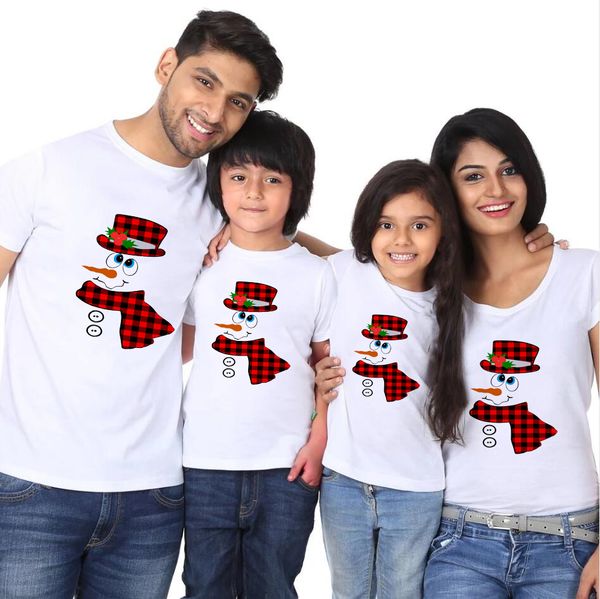 

семья matching одежда мамочка daddy kid son baby t-shirt рубашки семья детской одежды футболка снеговик печати tops, Blue