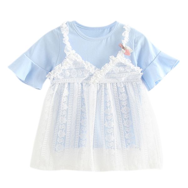 

dresses girls summer new style for todder kids cotton blend, lace short sleeve casual dress for girls new arrival, Red;yellow