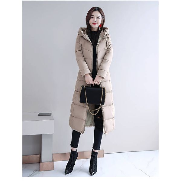 

m-6xl new winter jacket female parka coat feminina long down jacket plus size long hooded down cotton coat women, Black