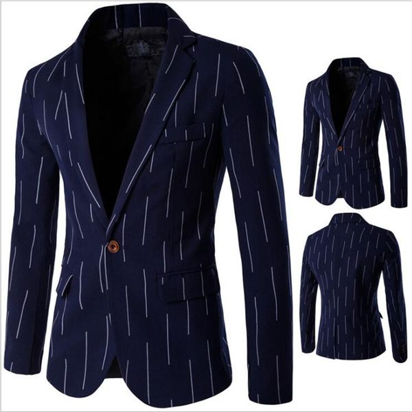 

new business man blazer slim fit long full sleeve spring gentleman outwear suits dark blue blazer men with notched a3716, White;black