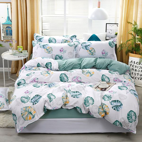 

a8 new blue banana leaf pattern bedding set bed linings duvet cover bed sheet pillowcases cover set for 1.2/1.5/1.8/2/2.2m