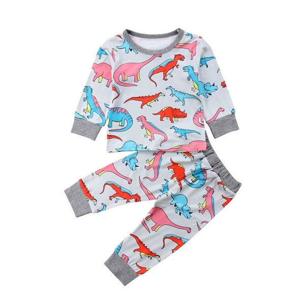 

autumn toddler baby boys girl clothes long sleeve cotton dinosaur pants legging outfit christmas children cartoon clothes, White