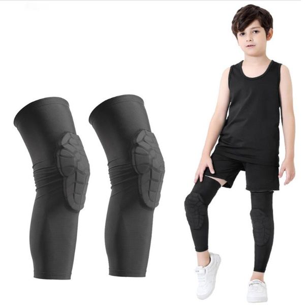 

1 pair kids basketball leg sleeve knee support protective guard pads antislip & breathable polyester eva - multiple sizes