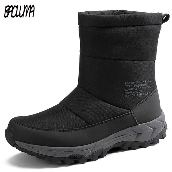 

fashion winter men's boots zipper men ankle boots thick plush warm man snow boots outdoor motorcycle shoes 39-46, Black