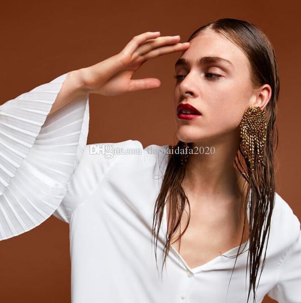 

fashion exaggerated diamond tassel earrings luxury atmosphere earrings explosion wholesale wholesale, Golden