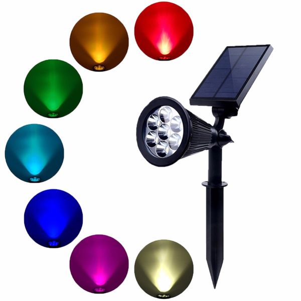 

umlight1688 rgb solar lamp 7 led spotlight wall light path lights color change outdoor garden led solar landscape