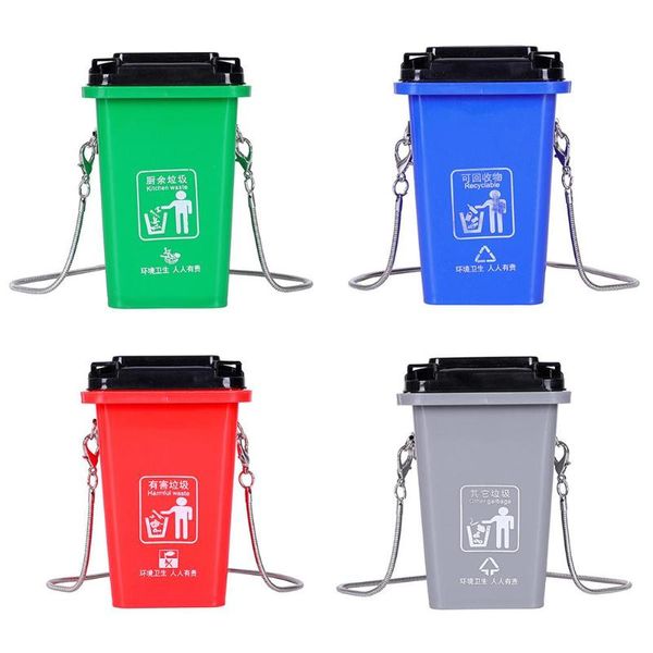 

trash can shoulder bag women lady pvc mini chain purse crossbody messenger bags for personality shopping ornament