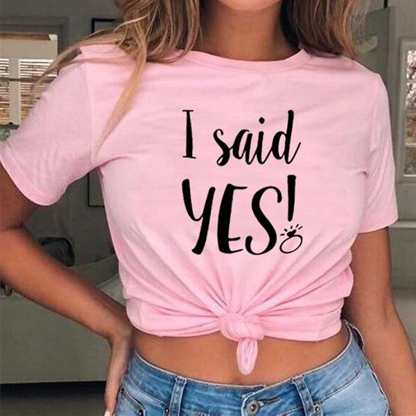 

я сказал да футболка невеста свадебная вечеринка смешной лозунг футболка замужние женщины медовый месяц белая футболка женская одежда, White