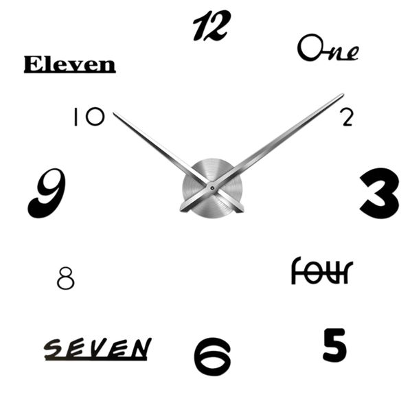 

large diy wall clock, modern 3d wall clock with mirror numbers stickers for home office decorations gift